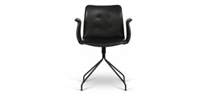Bent Hansen - Primum Chair spisebordsstol -  Sort læder - Drejestel sort 